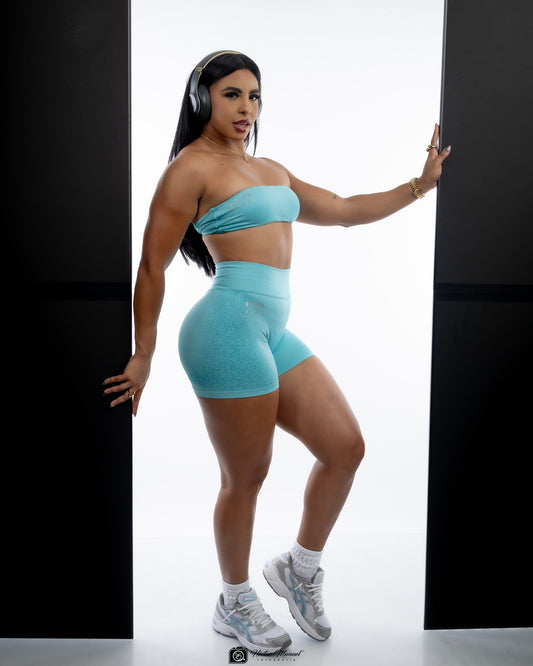 AQUA STRAPLESS SHORT SET