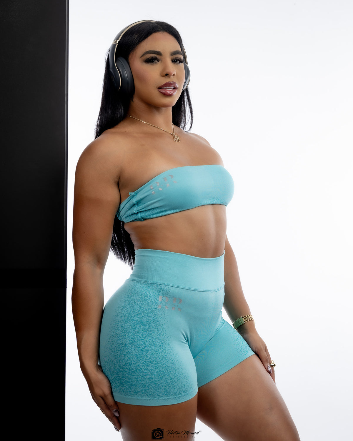 AQUA STRAPLESS SHORT SET