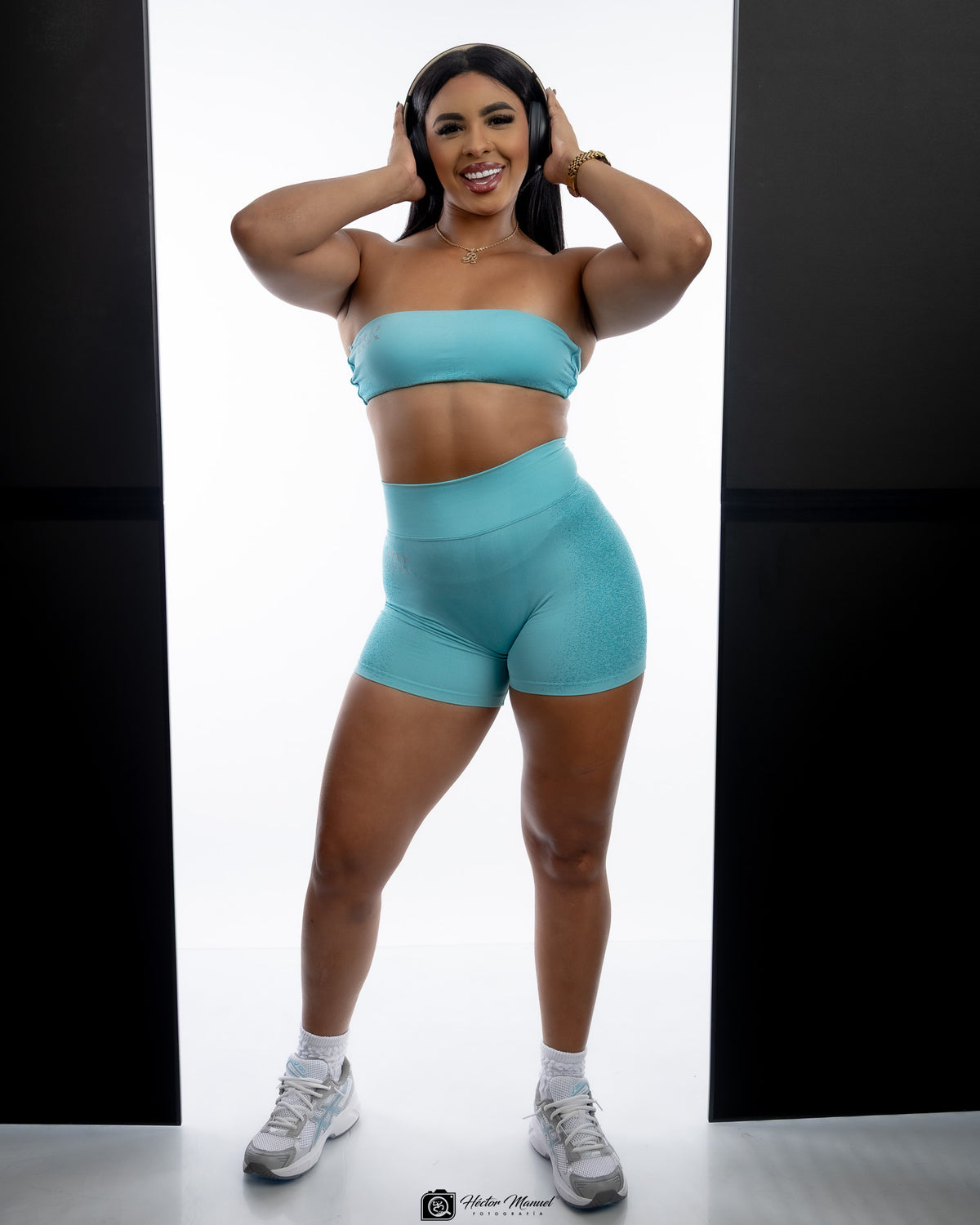 AQUA STRAPLESS SHORT SET